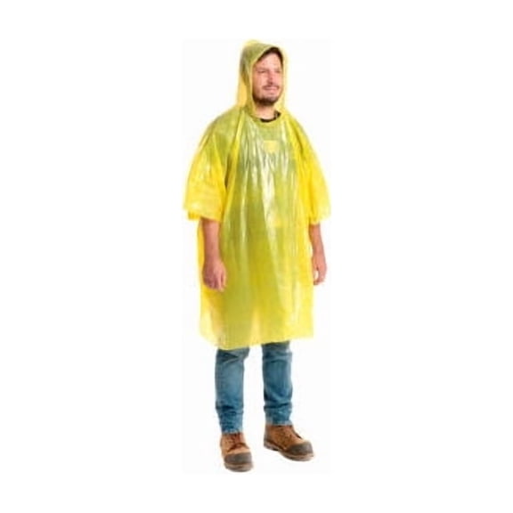 Disposable Rain Poncho 80"" L One Size Yellow