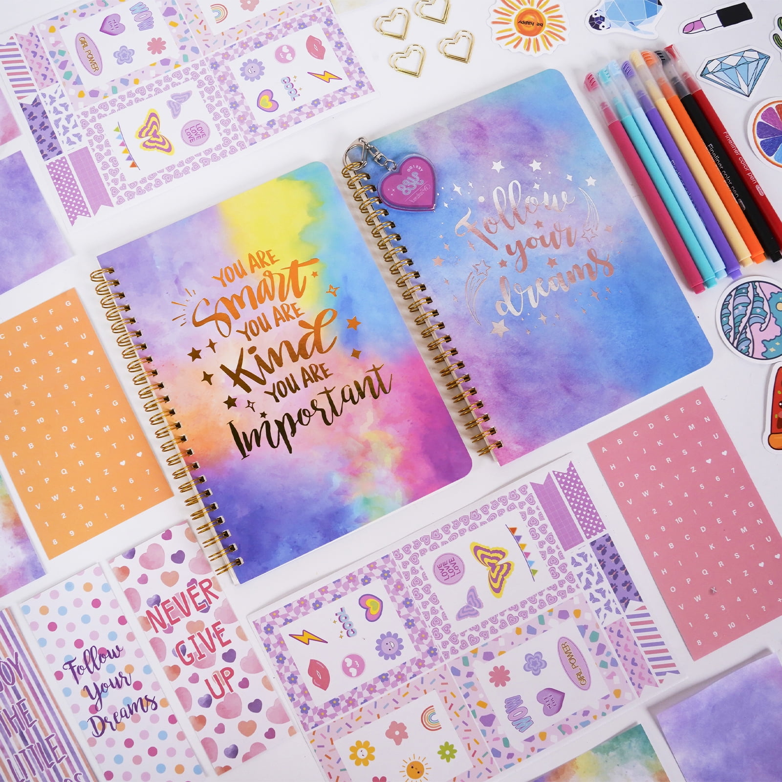 TOPCHANCES DIY Journal Kit for 4-12Y Girls - DIY Journal Set for Tween & Teen Girls, Girls Scrapbook Kit Diary Stationery Set for Kids Birthday Christmas Gifts