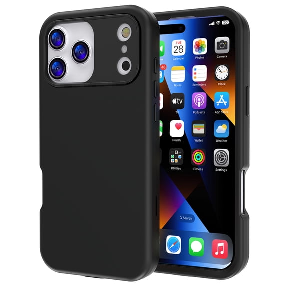 Case for iPhone 17 Pro, 3 Layers Protection PU Leather & Hard PC Hybird Case Heavy Duty Military-Grade Drop Bumper Silicone Back Shockproof Anti-Scratch Shell for iPhone 17 Pro, Black