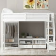 thumbnail image 2 of Euroco Wood Full Size Loft Bed with Desk and Wardrobe, Storage Shelves and Cabinets, White, 2 of 14