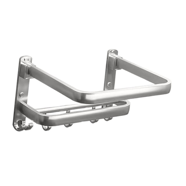 Toallero de baño plegable, soporte para toallas de baño montado en la pared, toallero 2 capas 4 ganchos
