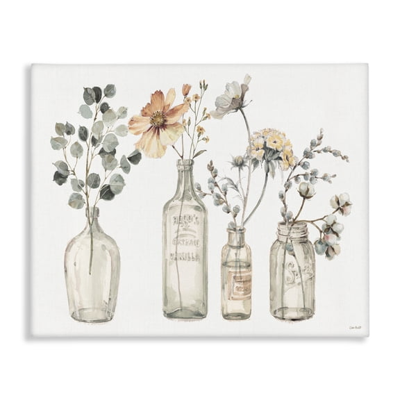 Stupell Industries Shabby Chic Antique Floral Bouquets in Jars Canvas Art, 20 x 16, by Lisa Audit