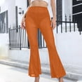 thumbnail image 2 of Aoochasliy Womens Pants Clothes Casual Ladies Sexy Mesh Sheer Solid Color Elastic Flared Pants, 2 of 5