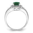 thumbnail image 2 of Auriga 925 Sterling Silver Diamond and Green Emerald Engagement Ring Size- 5 for Women, 2 of 6