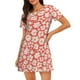 thumbnail image 1 of Fotbe Beige Flowers Bata de Dormir para Mujer con Estampado, Camisón de Algodón de Manga Corta, Ropa de Dormir Casual, 1 of 6