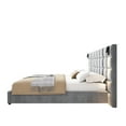 thumbnail image 5 of GDF Studio Luxurious Velvet King Bed with USB Port & Reading Lamp, Grey, 5 of 5