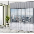 thumbnail image 5 of Ambesonne City Shower Curtain, Big Window Downtown View, 69"Wx75"L, Grey White, 5 of 5