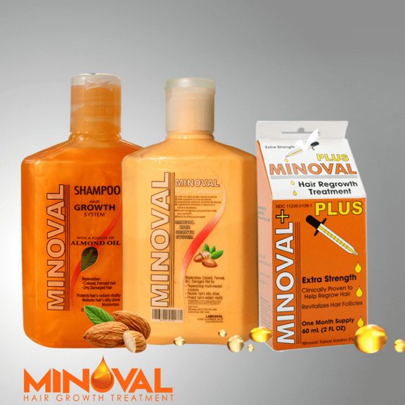 Minoval Plus 5% Dropper + Almond Oil Shampoo + Conditioner