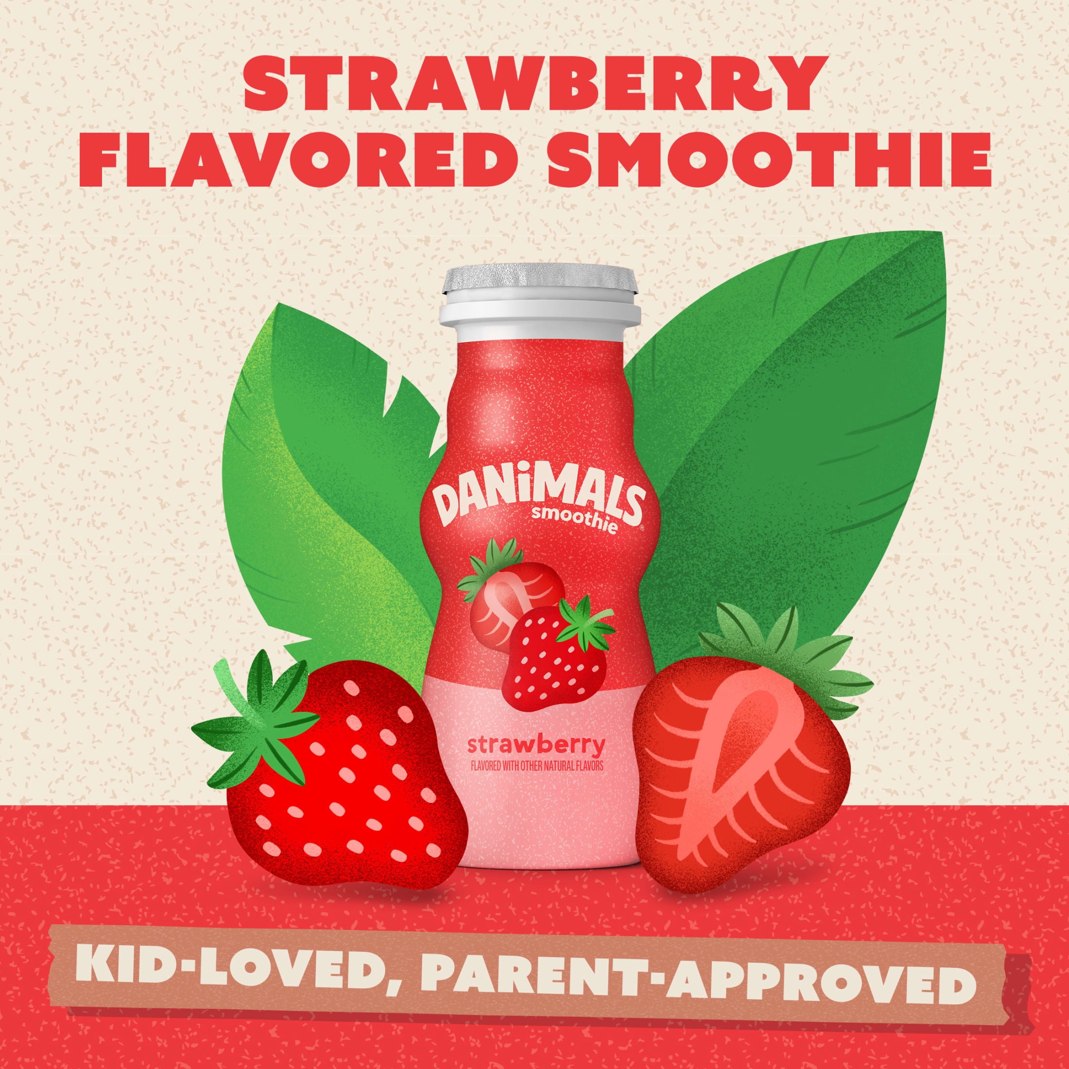 Danimals Smoothie Strawberry Low Fat Dairy Drink Smoothie Bottles Multi-Pack, 3.1 fl oz, 6 Count​
