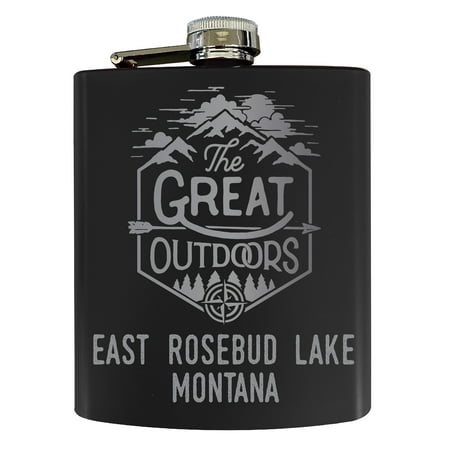 

East Rosebud Lake Montana Laser Engraved Explore the Outdoors Souvenir 7 oz Stainless Steel 7 oz Flask Black