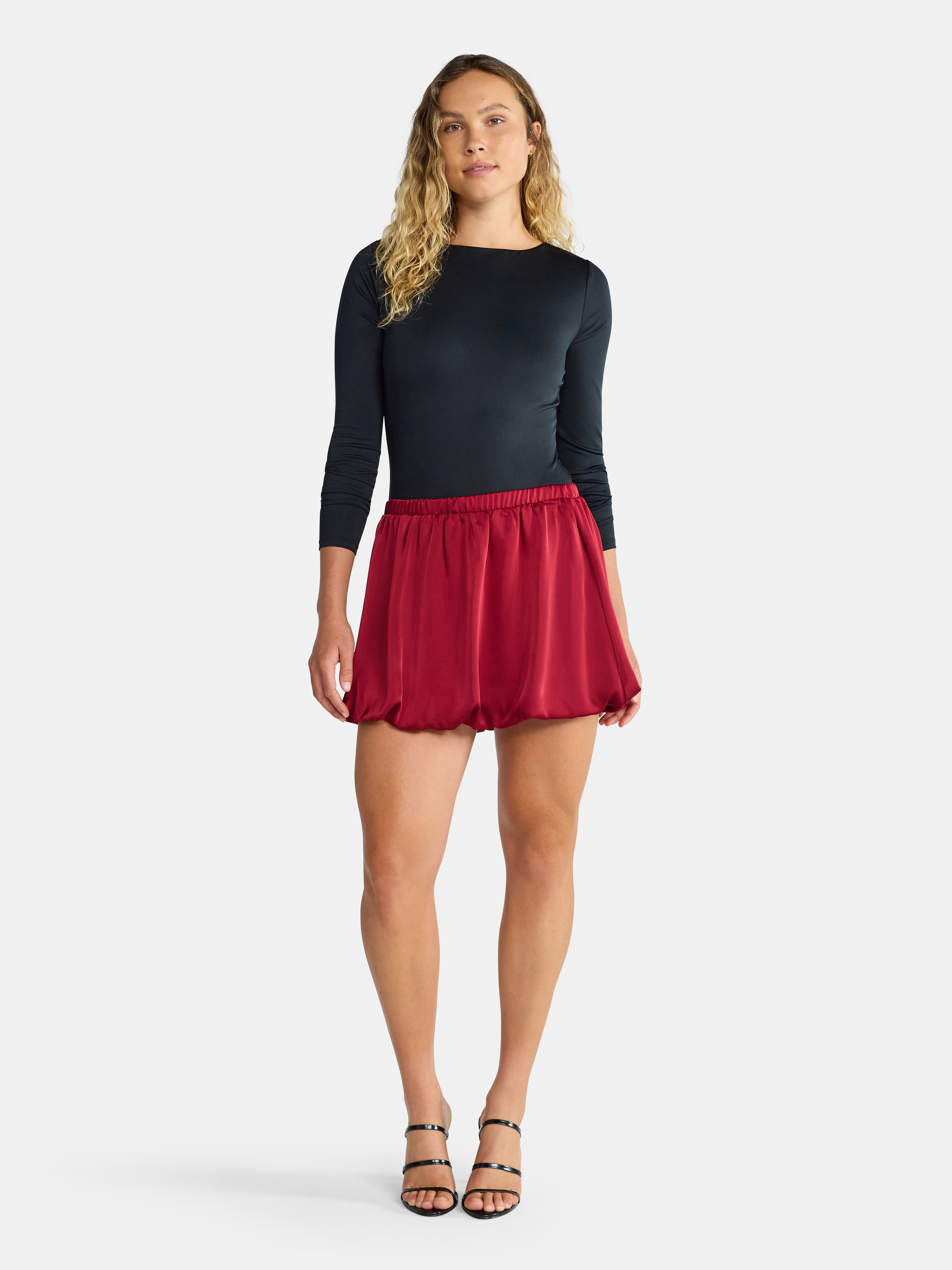 Madden NYC Women's Bubble Hem Satin Mini Skirt, Sizes XXS-XXL