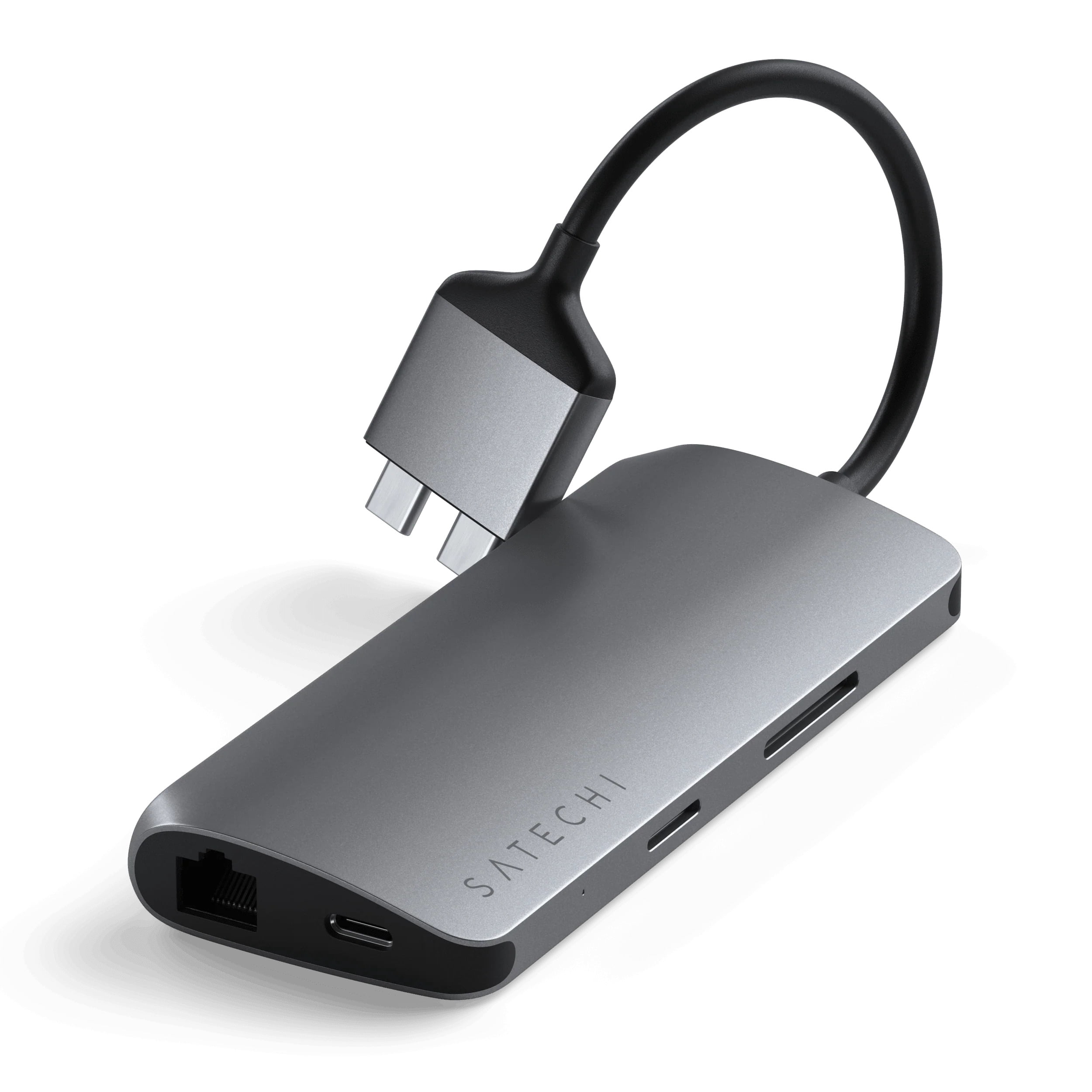 Satechi USB Type-C Dual Multimedia Adapter for Select Apple MacBooks and Mac Mini, Space Gray