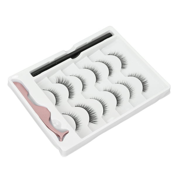 Kit de delineador de pestañas magnéticas Duradero y resistente 6 pares de pestañas postizas Delineador de ojos líquido con pinzas Juego de herramientas de maquillaje para principiantes de ma