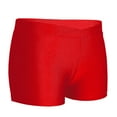 thumbnail image 2 of JanJean Girls V Cross Waist Short Leggings Bike Dance Tumbling Athletic Gymnastics Shorts Activewear Red 14, 2 of 6
