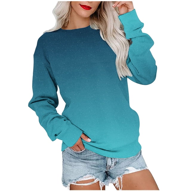 Meichang Sweat-Shirt pour Femmes Col Rond Manches Longues Décontracté Sweat-Shirts Tendance Gris Confortable Automne Pull Léger