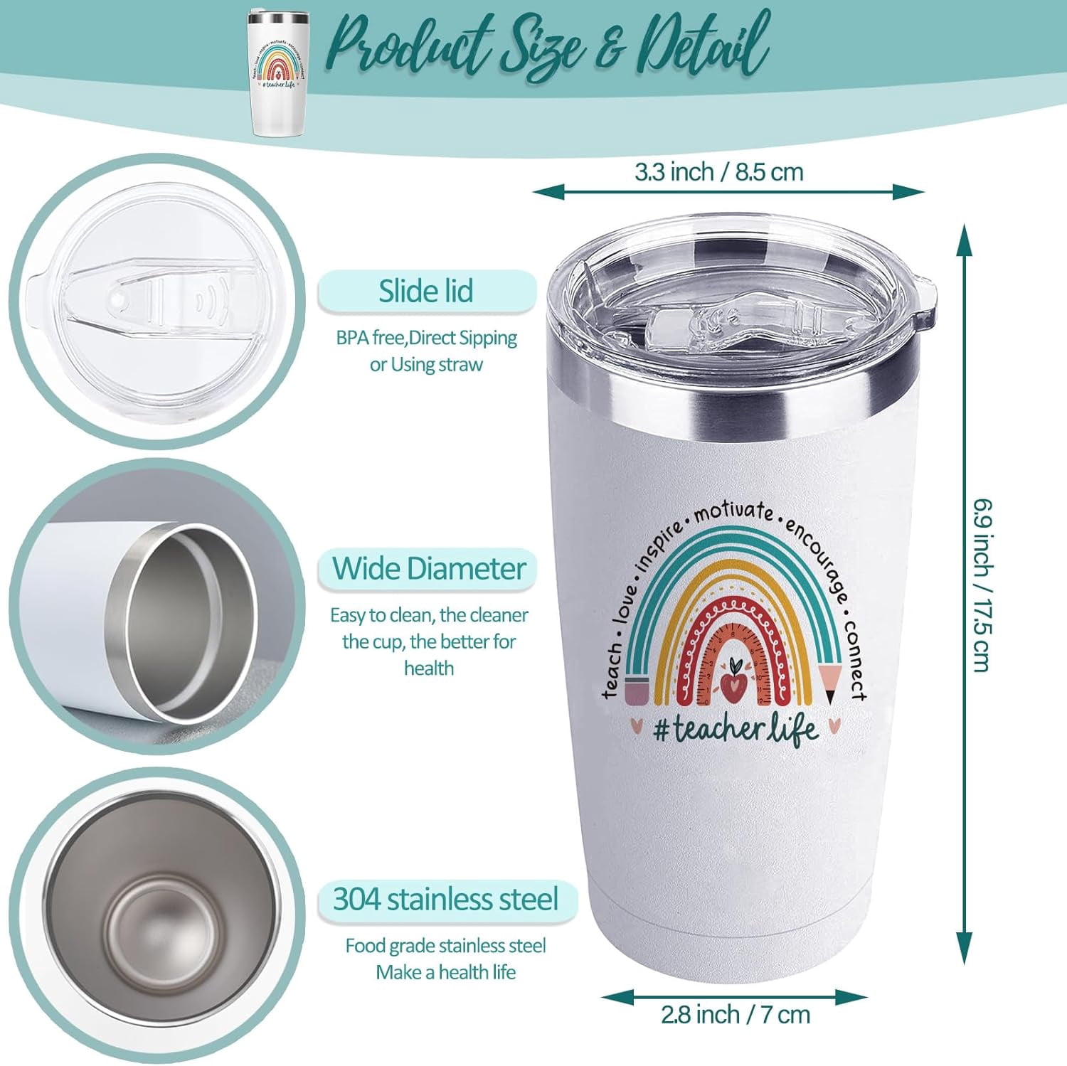 Teacher Gifts for Women 2025,Teacher Appreciation Gifts Tumbler for Women Men Girls Thank You Funny Gift Ideas Valentines Day Gifts for Teachers 20oz Tumbler