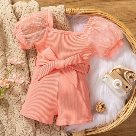 

PEASKJP Baby Girl Pajama Jumpsuits Soft Baby Girls Summer Backless Romper Jumpsuit for Toddler Pink 18-24 Months