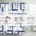 thumbnail image 4 of Boho Shower Curtain Geometrical Fabric Shower Curtain for Bathroom Blue Grey Geometry Lines Textured Waterproof Shower Curtain Set with Hooks 48x72 inches, 4 of 6