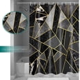 thumbnail image 2 of Stall 36Wx72HInch Modern Geometric Marble Shower Curtain Sets with Hooks,Black Gold Marble Narrow Bathroom Shower Curtains, Water Resistant Polyester Fabric Bath Curtain Washable, 2 of 4