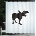 thumbnail image 3 of Ambesonne Moose Shower Curtain, Antlered Animal Retro Art, 69"Wx84"L, Charcoal Grey White, 3 of 4