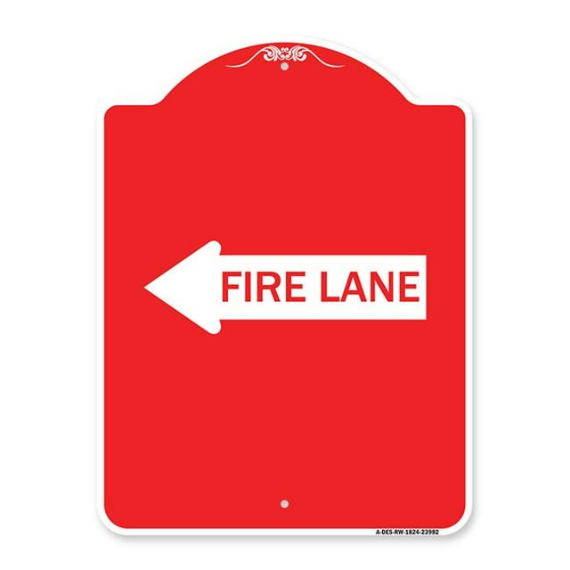 SignMission A-DES-RW-1824-23982 18 x 24 Po Signe de la Série Designer - Flèche de la Voie de Feu à Gauche&44; Rouge & Blanc