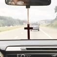 thumbnail image 4 of BESTYASH 2Pcs Cross Pendant Car Mirror Charm Retro Style Hanging Ornament Brown Thread Spiritual Symbol, 4 of 8