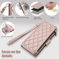 thumbnail image 5 of For iPhone 17e / iPhone 16e RFID Blocking Wallet Case, Crossbody Purse Phone Case with 9 Card Slots, Zipper Pocket & Detachable Strap,Rose Gold,For iPhone 17e / 16e, 5 of 9