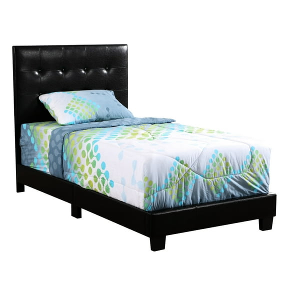 Contemporary Twin Bed In Black - 40.76 In. Product Depth Stylish Bedroom Piece Modern Foam Filled Mattress Relaxing Sleep