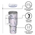 thumbnail image 4 of Floral 40oz Tumbler– Stainless Steel Insulated Tumbler with Handle and Straw, Large Capacity Travel Cup for Hot & Cold Drinks,Thanksgiving,Christmas, Spring,Flower, 4 of 6