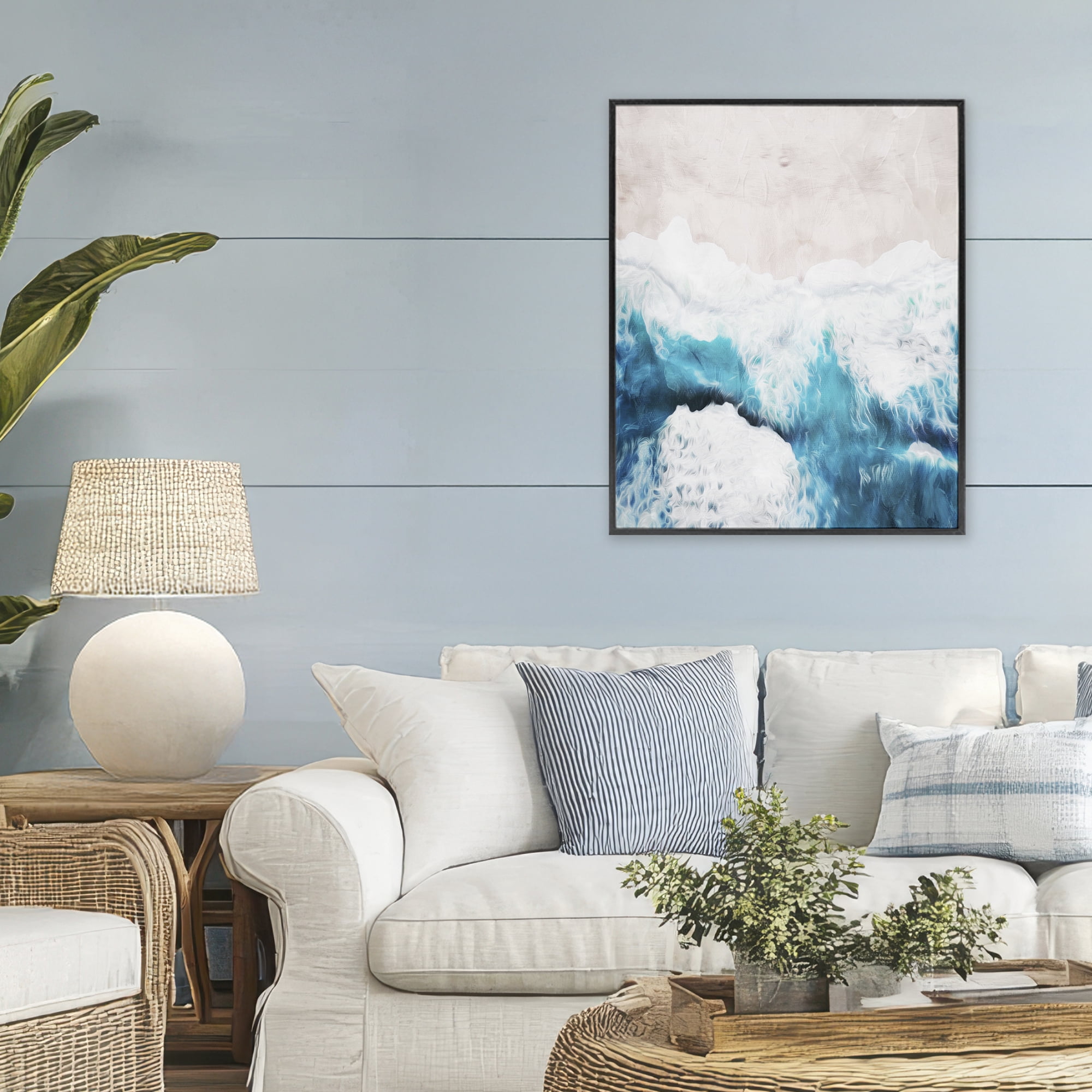 Stupell Industries On The Beach Aerial Black Framed Giclee Art, design by Milli Villa