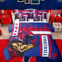 Castle Fairy Football Gamer Bedding Comforter Set 7pcs for Boys Girls,Ball Game Queen Bedding Sets Super Cozy,Sport Gaming Queen Sheet Sets,Lightweight Room Decor,Reversible