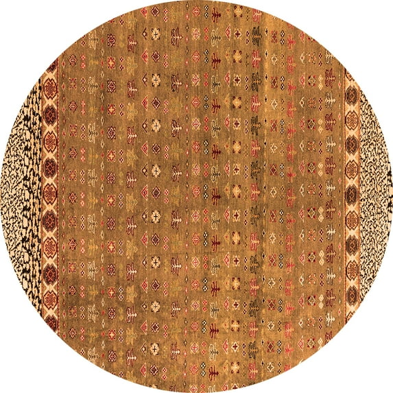 Ahgly Company Indoor Round Abstract Orange Modern Area Rugs, 6' Round