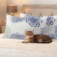 thumbnail image 3 of Blue White Outdoor Waterproof Pillow Covers, Abstract Grey Chrysanthemum Flower Floral Decorative Rectangle Throw Pillowcase Sofa Cushion Sham for Patio/Couch/Chair, 20"x12" 2 Pack, 3 of 8