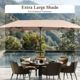 thumbnail image 3 of Alpha Joy 13x6.5ft Double-Sided Extra Large Outdoor Patio Market Rectangle Umbrella with Crank Handle, Beige, 3 of 8