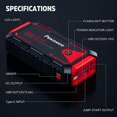 thumbnail image 3 of Povasee Jump Starter 3000A Peak Jump Starter Battery Pack, 12V Jump Box for Car Battery up to 10L Gas or 8L Diesel Engine Battery Jump Starter with Power Bank/Dual Output/LED Light, 3 of 8