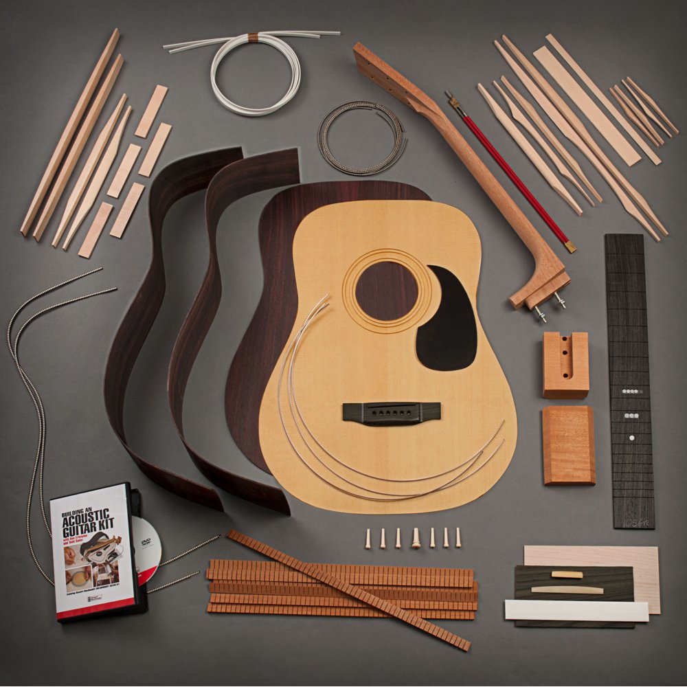 StewMac Build Your Own Dreadnought Acoustic Guitar Kit, Bolton Neck, Torrefied Top, Indian
