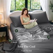 Sonoro Kate 100% Organic Cooling Bamboo Sheets, Queen Sheet Set 4-Piece with 16 Deep Pocket, Silky Smooth Luxury Bed Sheets, Dark Gray