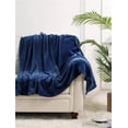 thumbnail image 6 of Soft Cozy Plush 60”L x 50”W Lightweight Reversible Microfiber Sherpa Throw Blanket for Adults, Kids, Pets, Beds, Couches and Loveseats in Navy Blue, 6 of 8