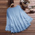 thumbnail image 4 of Sakmal Womens Elegant Shirts Long Sleeve Flutter Blue Lace Shirts Crew Neck Cotton Blouses for Women Dressy Casual, 4 of 9