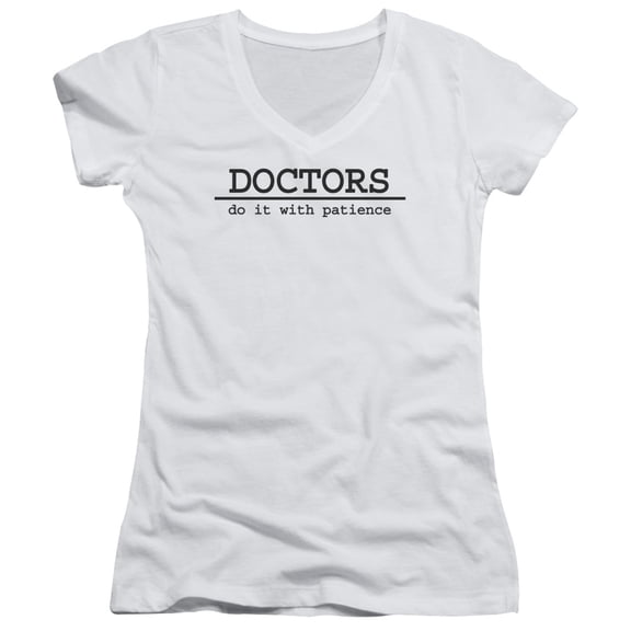 - Doctors Do It - Juniors Cap Sleeve V-Neck Shirt - Small