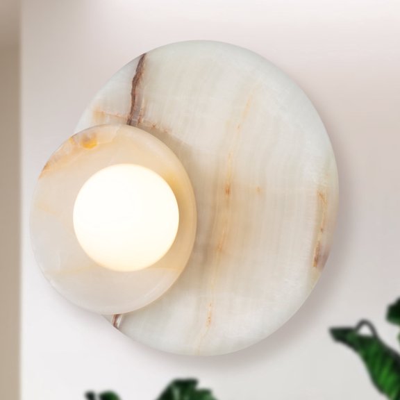 Natural Ivory Onyx Hand-Made Wall Light, Organic Wall Mounted Light, Sturdy Wall Lamp, Sconce for Hallway, Entryway, Living Room