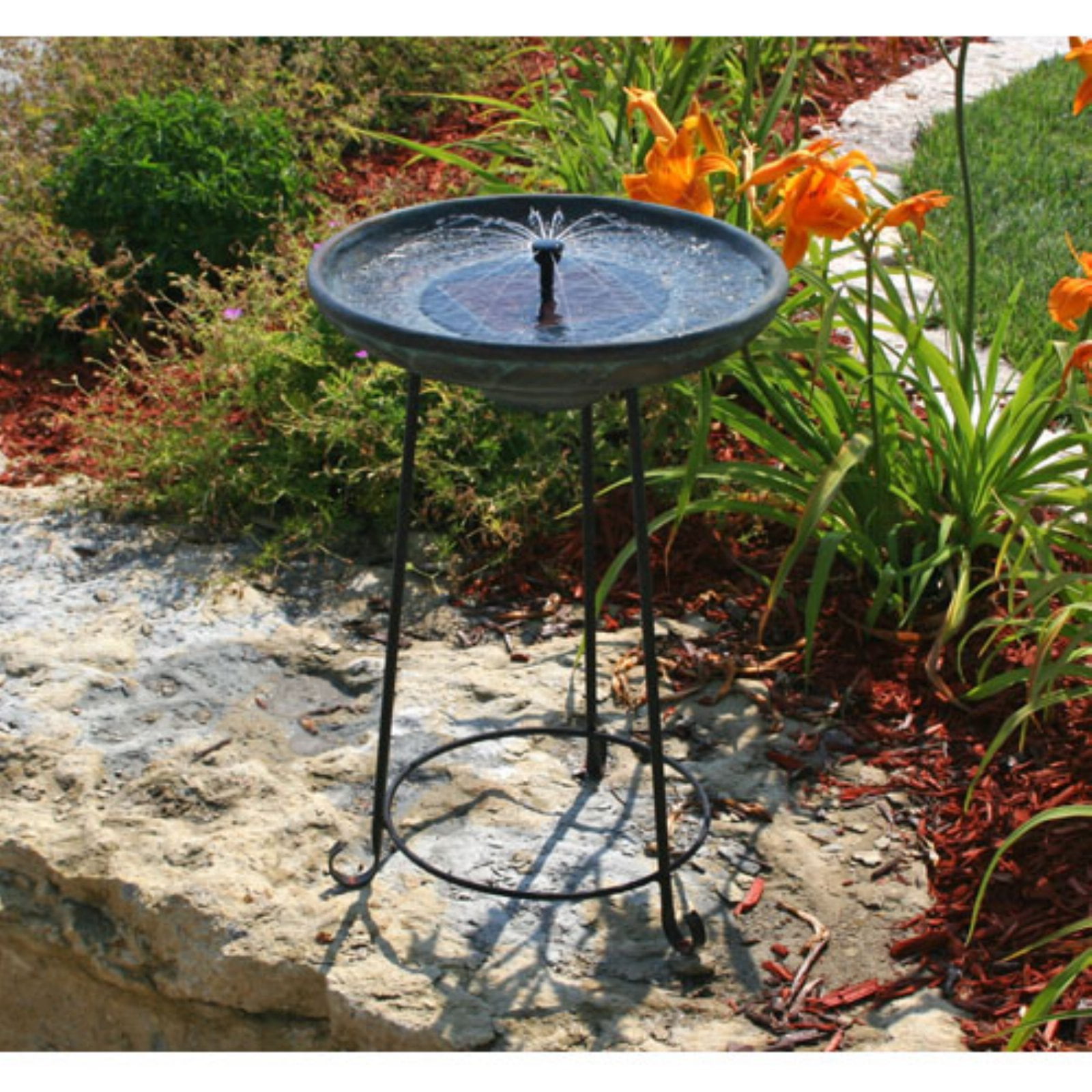 Smart Solar Somerset Verdigris Solar Birdbath Fountain by