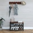 thumbnail image 3 of HBCY Creations 3-Tier Shoe Rack Bench with Metal Mesh Shelves, Rustic Brown, Holds up to 300 LBS, 3 of 6