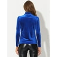 thumbnail image 4 of Blusa básica de cuello alto de terciopelo elástico con cuello simulado para mujer Azul Real L, 4 of 5