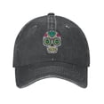 thumbnail image 1 of DouZhe Adjustable Washed Cotton Baseball Cap - Abstract Sugar Skull Prints Vintage Dad Hat Unisex Sports Caps (Black), 1 of 7