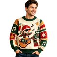 thumbnail image 2 of CONZONE Mens Christmas Sweaters Funny Snowman Embroidery Long Sleeve Knit Sweatshirt Crewneck Warm Fall Winter Pullover Knitwear, 2 of 5