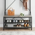thumbnail image 4 of ChaoLink Coat Rack Shoe Bench Industrial Hall Tree Storage Bench for Entryway Wood Look Accent Large Shoe Rack Bench with Storage Shelf Hanging Bar,8 Hooks Grey 39.9inx15.7inx72inGray, 4 of 8