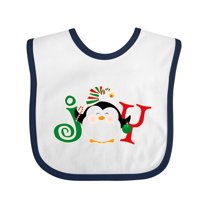 Inktastic Christmas Penguin Joy 2 Boys or Girls Baby Bib