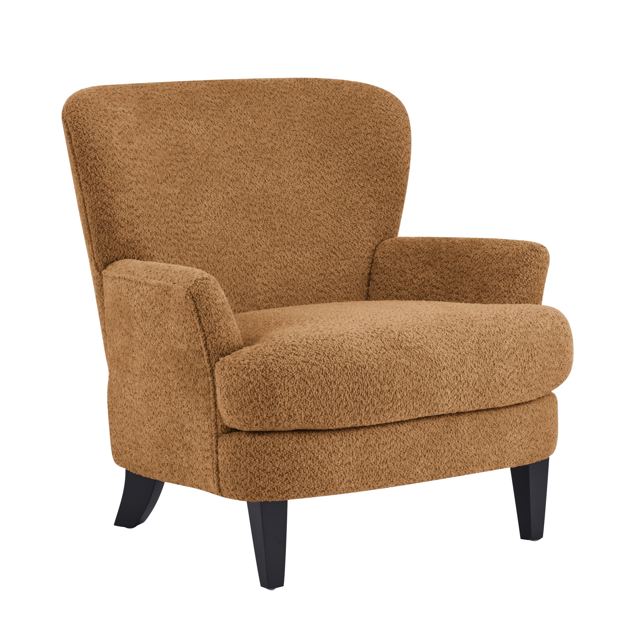 Christopher Knight Home Contemporary Boucle Upholstered Chair with Flared Armrest and Wood Frame, Caramel