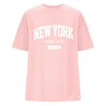 thumbnail image 4 of Ediodpoh Women's Sweatshirt Summer Half Sleeved Long Shirt Vintage New York Letter Print Casual Fashion T Shirt T Shirts for Women Pink M, 4 of 4